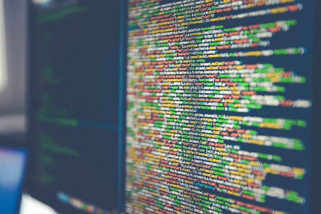 Big block of JavaScript code on a monitor